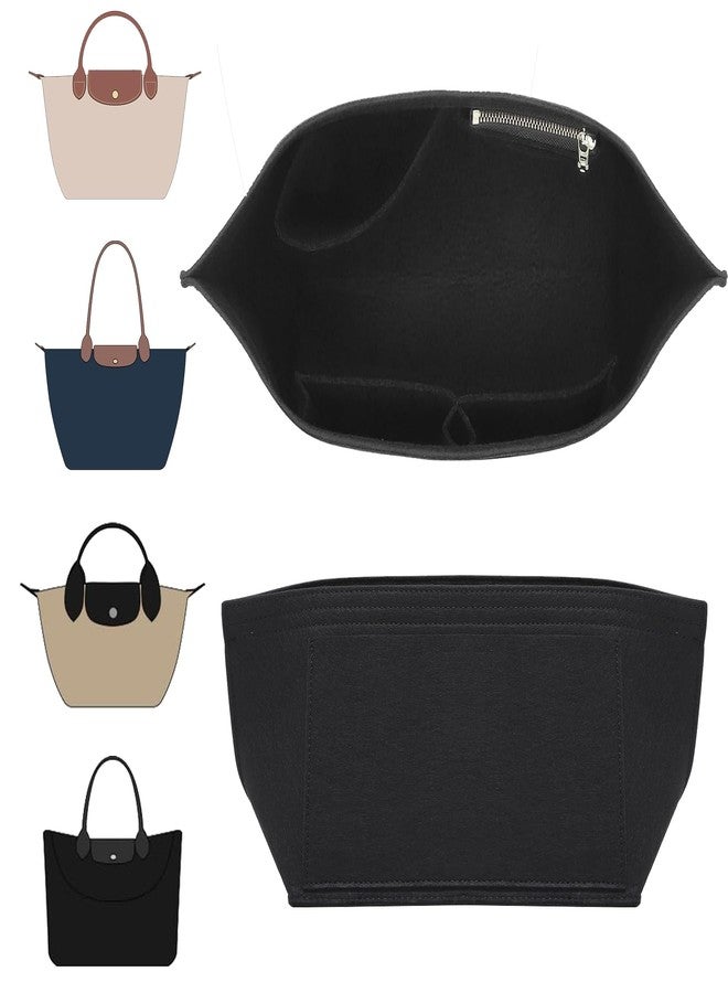 Doxo Longchamp Organizer Insert Medium, Felt Bag Organizer with Cup Holderp,Suitable for Le pliage M Tote Bag and More(Black,M) - Image 1